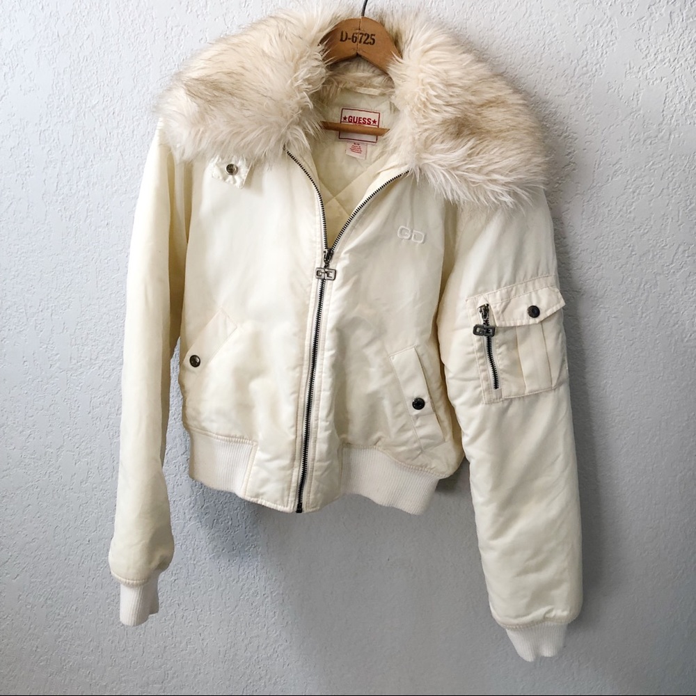 Guess Bomber Jacket with Fur Collar